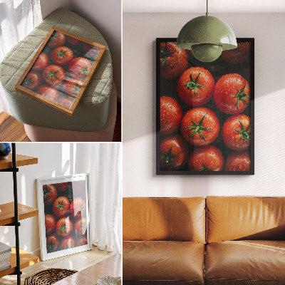 Wandposter Sappige tomaten met een paar druppels water.