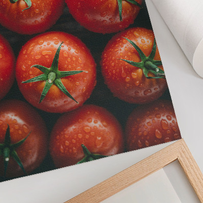 Wandposter Sappige tomaten met een paar druppels water.