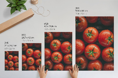 Wandposter Sappige tomaten met een paar druppels water.