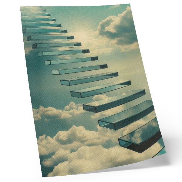 Decoratieve poster Glazen trap in de wolken, turkooizen hemel