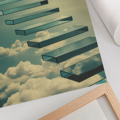 Decoratieve poster Glazen trap in de wolken, turkooizen hemel
