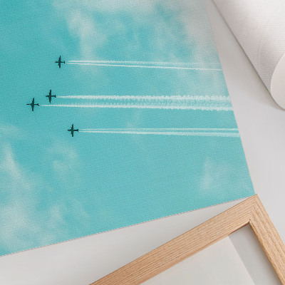 Poster Vliegtuigen in de lucht in een modern dynamisch systeem