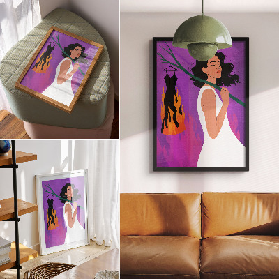 Poster Harmonie van kleuren, een figuur in beweging, een buitengewone uitstraling