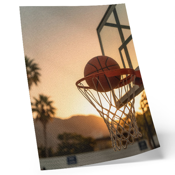Wandposter Energieke zonsondergang basketbal