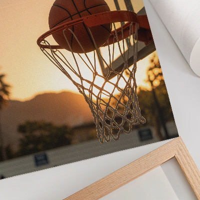 Wandposter Energieke zonsondergang basketbal