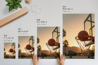 Wandposter Energieke zonsondergang basketbal