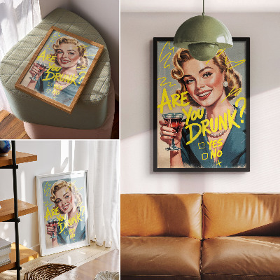 Poster Vrouw retro stripverhaal tekst dynamische kleuren