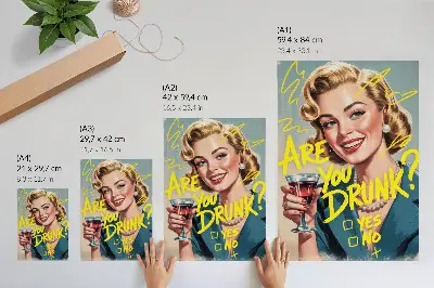 Poster vrouw in retro stripstijl met dynamische kleuren
