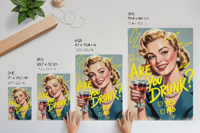 Poster Vrouw retro stripverhaal tekst dynamische kleuren