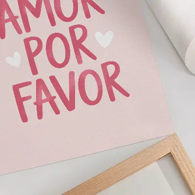 Decoratieve poster met vrolijke tekst en rode hartletters