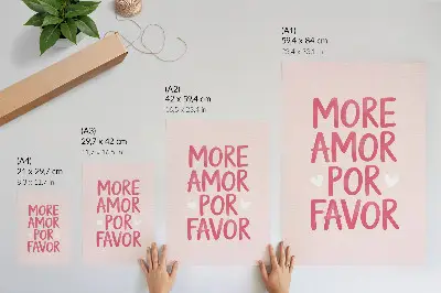 Decoratieve poster met vrolijke tekst en rode hartletters