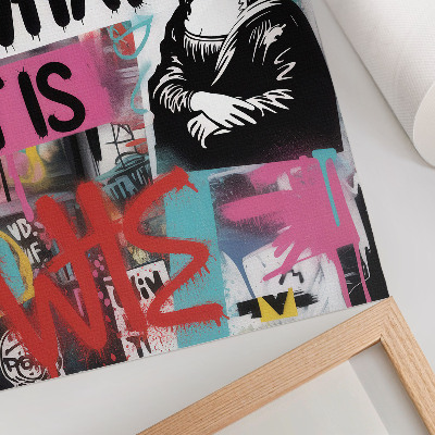 Poster Energieke graffiti, klassiek icoon, tekstcontrast
