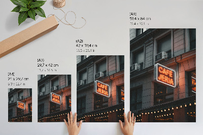 Wandposter Sfeervolle foto van neonreclames in de stad