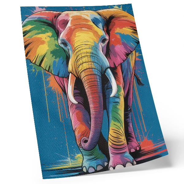 Decoratieve poster Kleurrijke olifant, contrasterende kleuren, intense kleur