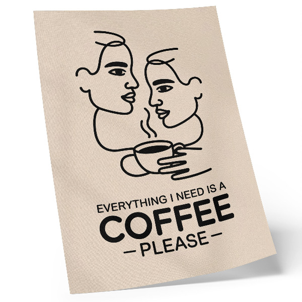 Poster Minimalistische gezichtscontouren, kopje koffie