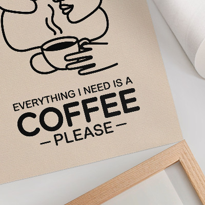 Poster Minimalistische gezichtscontouren, kopje koffie