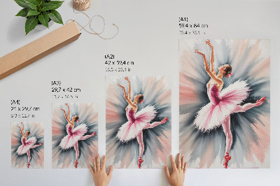 Decoratieve poster Ballerina in roze met een dynamische achtergrond