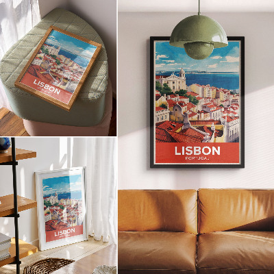 Decoratieve poster Stadspanorama, warme kleuren, vredige sfeer