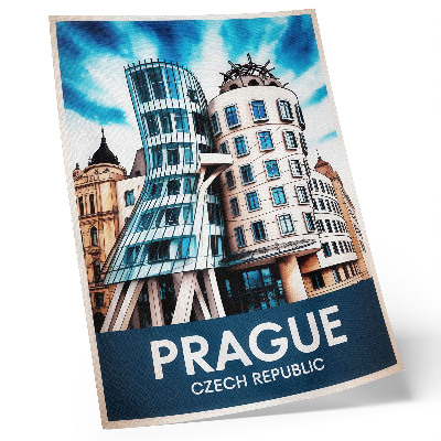 Wandposter De futuristische architectuur van Praag