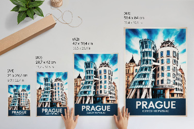 Wandposter De futuristische architectuur van Praag