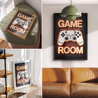 Decoratieve poster Neonreclamecontroller met zwarte achtergrond