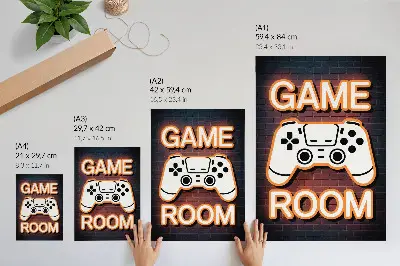 Decoratieve poster met een neonreclamecontroller op een zwarte achtergrond