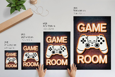 Decoratieve poster Neonreclamecontroller met zwarte achtergrond