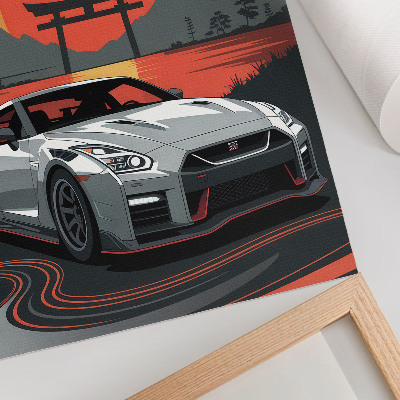Poster Een auto in een harmonieus Japans landschap