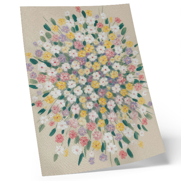 Wandposter Kleurrijke bloemen, pastelkleurige bladeren, frisheid