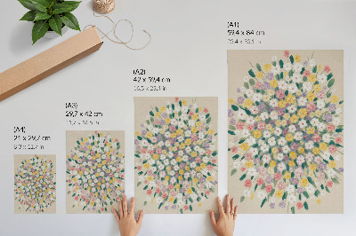 Wandposter Kleurrijke bloemen, pastelkleurige bladeren, frisheid