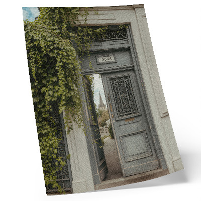 Wandposter Antieke deur begroeid met klimop, mysterieus pad