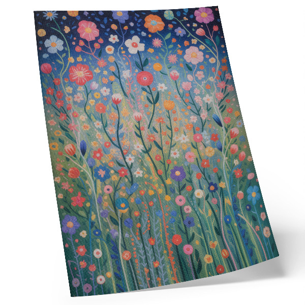 Decoratieve poster Prachtige bloemen tegen de sterrenhemel