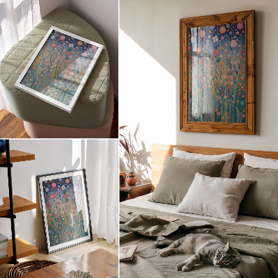 Decoratieve poster Prachtige bloemen tegen de sterrenhemel