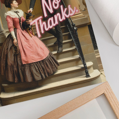 Wandposter Historische kostuums pastelkleurige opschriften moderniteit