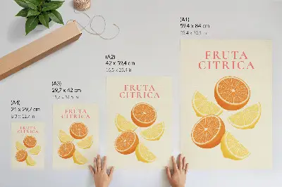 Poster met citrusmotief in warme tinten