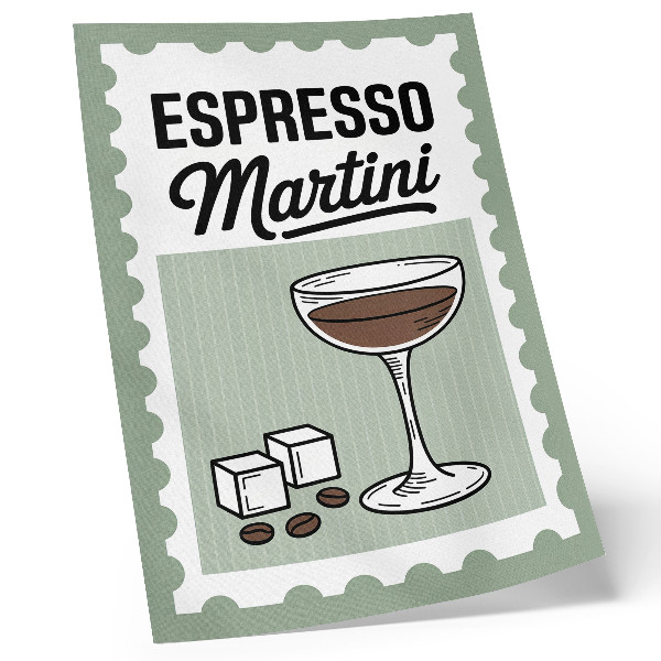 Wandposter Espresso martini in vintage stijl met afbeeldingen