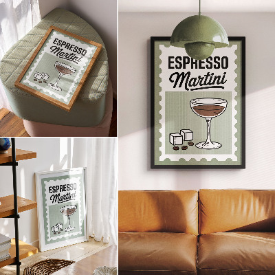 Wandposter Espresso martini in vintage stijl met afbeeldingen
