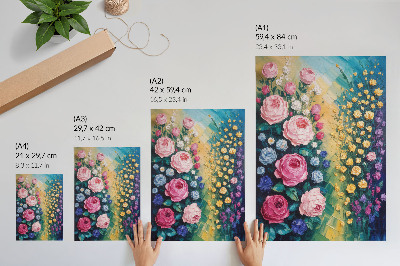 Poster Bloemen, rozen, levendige kleuren, abstracte sfeer