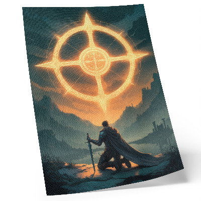 Decoratieve poster Betoverend landschap magisch symbool ridder