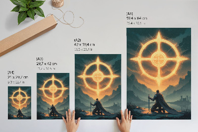 Decoratieve poster Betoverend landschap magisch symbool ridder