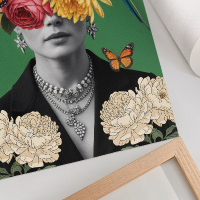 Wandposter Bloemen, vogels, vlinders, elegante figuren, surrealisme