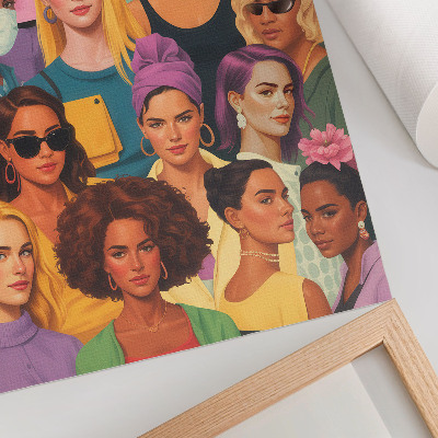 Wandposter Kleurrijke portretten van vrouwen met diverse modieuze kapsels.