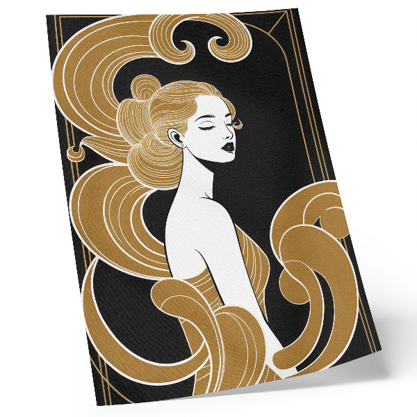 Poster Elegante vrouw met artistieke lijnen die contrasteren