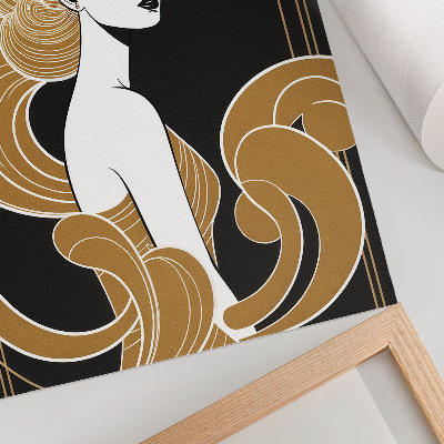 Poster Elegante vrouw met artistieke lijnen die contrasteren