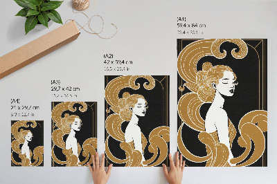 Poster Elegante vrouw met artistieke lijnen die contrasteren