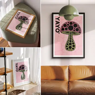 Poster paddenstoelgeometrie in moderne stijl
