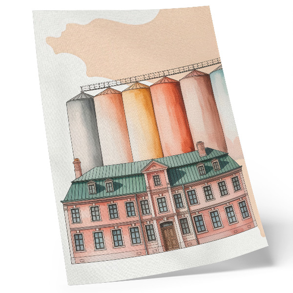 Decoratieve poster Klassieke gebouwen en kleurrijke silo's