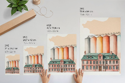 Decoratieve poster Klassieke gebouwen en kleurrijke silo's
