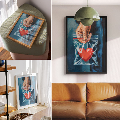 Poster Sterk contrast tussen rood en blauw, moderne stijl