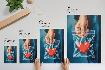Poster sterk contrast tussen rood en blauw in een moderne stijl